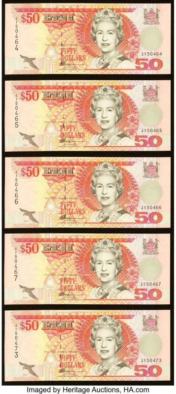 Fiji Reserve Bank of Fiji 50 Dollars ND (1996) Pick 100b 5 Examples Crisp Uncirc...