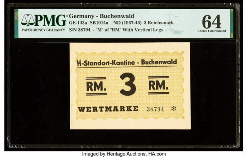 Germany Buchenwald 3 Reichsmark ND (1937-45) GE-143a PMG Choice Uncirculated 64....