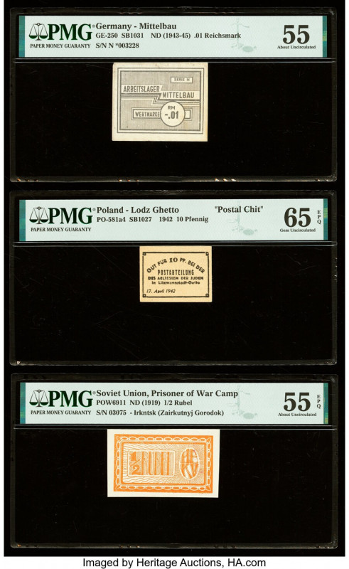 Germany Mittelbau .01 Reichsmark ND (1943-45) GE-250 PMG About Uncirculated 55; ...