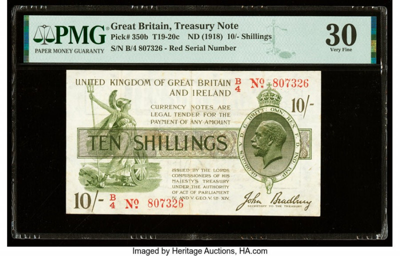 Great Britain Bank of England 10 Shillings ND (1918) Pick 350b PMG Very Fine 30....