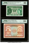 Hong Kong Government of Hong Kong 1 Dollar 1.7.1954 Pick 324Aa PMG Gem Uncirculated 66 EPQ; Maldives Maldivian State Government 10 Rufiyaa 1947 / AH13...