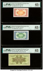 Israel Israel Government 50; 100; 250 Pruta ND (1952) (2); ND (1953) Pick 10c; 12c; 13c Three Examples PMG Gem Uncirculated 65 EPQ; Choice Uncirculate...
