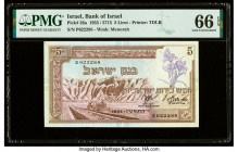 Israel Bank of Israel 5 Lirot 1955 / 5715 Pick 26a PMG Gem Uncirculated 66 EPQ. 

HID09801242017

© 2022 Heritage Auctions | All Rights Reserved