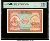 Maldives Maldivian State Government 10 Rufiyaa 1947 / AH1367 Pick 5a PMG Gem Uncirculated 66 EPQ. 

HID09801242017

© 2022 Heritage Auctions | All Rig...