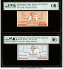 Netherlands Lager Westerbork 25; 50 Cents 15.2.1944 NE-471a; NE-472a Two Examples PMG Gem Uncirculated 66 EPQ (2). 

HID09801242017

© 2022 Heritage A...