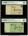 Poland Lodz Ghetto 5; 10 Mark 15.5.1940 PO-563a; PO-564a Two examples PMG Gem Uncirculated 65 EPQ; Choice Uncirculated 63. 

HID09801242017

© 2022 He...