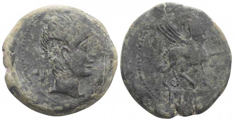 Iberia, Castulo, c. 150 BC. Æ (29mm, 11.95g, 9h). Diademed male head r. R/ Sphin...