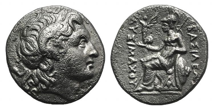 Kings of Thrace, Lysimachos (305-281 BC). AR Drachm (16mm, 4.06g, 12h). Ephesos,...