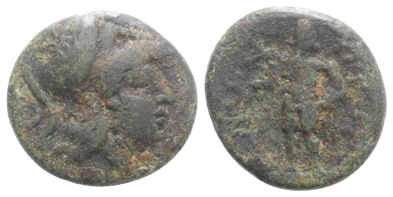 Aetolian League, c. 250-150 BC. Æ Hemiobol (17mm, 4.67g, 11h). Helmeted head of ...