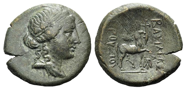 Kings of Bithynia, Prusias II (182-149 BC). Æ (23mm, 5.54g, 12h). Wreathed head ...