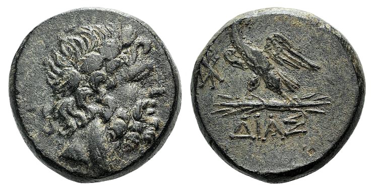 Bithynia, Dia, c. 85-65 BC. Æ (19mm, 9.36g, 12h). Laureate head of Zeus r. R/ Ea...