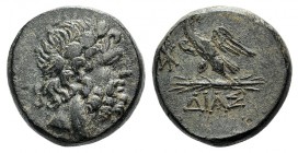 Bithynia, Dia, c. 85-65 BC. Æ (19mm, 9.36g, 12h). Laureate head of Zeus r. R/ Eagle standing l. on thunderbolt, head r.; monogram in l. field. SNG BM ...