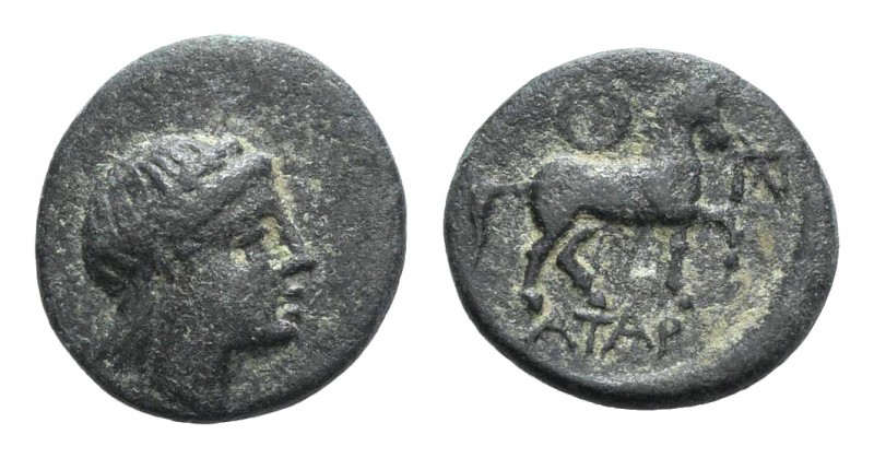 Mysia, Atarneos, c. 400 BC. Æ (14mm, 2.46g, 91h). Laureate head of Apollo r. R/ ...