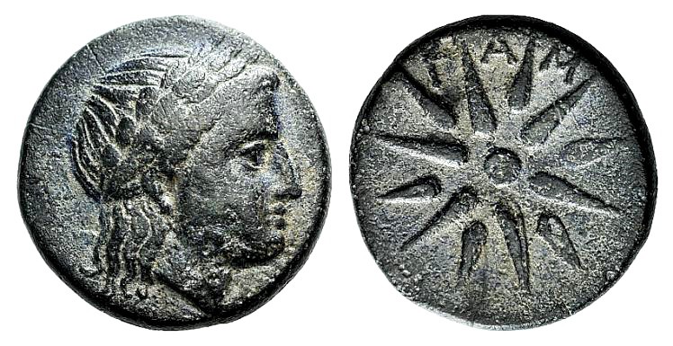 Mysia, Gambrion, after 350 BC. Æ (16mm, 4.02g). Laureate head of Apollo r. R/ Ei...