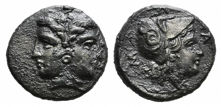 Mysia, Lampsakos, 4th-3rd centuries BC. AR Tetrobol (13mm, 2.01g, 12h). Janiform...