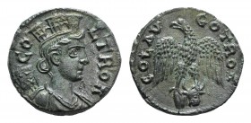 Troas, Alexandria. Pseudo-autonomous issue, c. mid 3rd century AD. Æ (20.5mm, 5.18g, 1h). COL TROA, Turreted and draped bust of Tyche r., with vexillu...