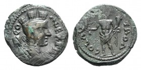 Troas, Alexandria. Pseudo-autonomous issue, c. mid 3rd century AD. Æ (22.5mm, 6.70g, 6h). CO ALEX TR, Turreted and draped bust of Tyche r., with vexil...