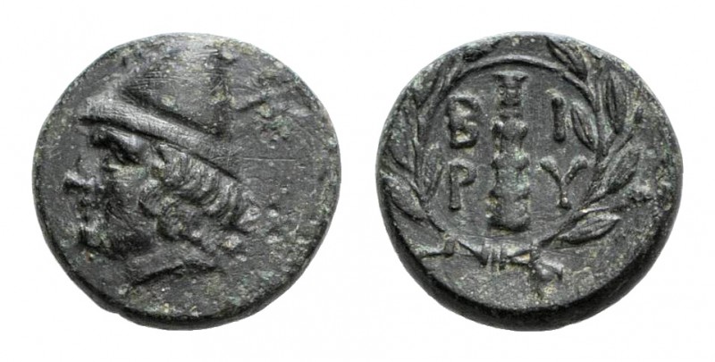 Troas, Birytis, c. 300 BC. Æ (17mm, 5.75g, 12h). Head of Kabeiros l., wearing pi...