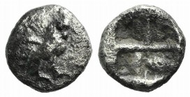 Troas, Dardanos, 5th century BC. AR Obol (8mm, 0.67g). Cock standing r. R/ Quadripartite incuse square. SNG Copenhagen -; cf. BMC Troas p. XLII. Good ...