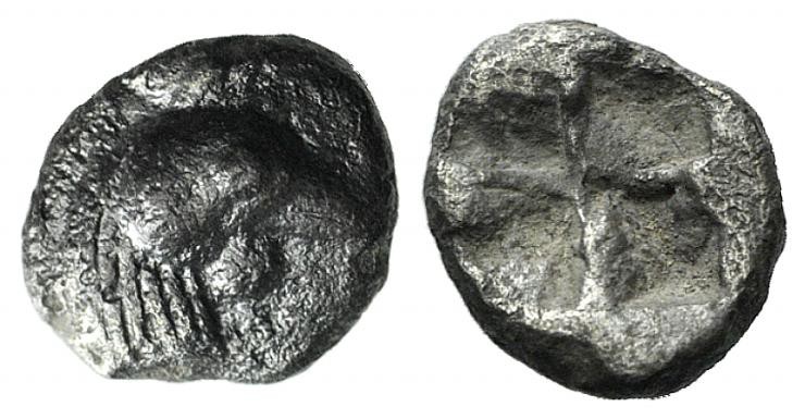 Troas, Dardanos, c. 5th century BC. AR Hemiobol (6mm, 0.38g). Cock’s head r. R/ ...