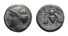 Ionia, Ephesos, c. 375 BC. Æ (9mm, 1.34g, 6h). Female head l. R/ Bee. SNG Copenhagen 256; SNG von Aulock 1839. Green patina, Good VF