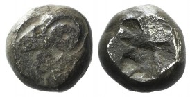 Ionia, Uncertain, c. 5th century BC. AR Hemiobol (6mm, 0.32g). Head and neck of ram l. R/ Incuse punch. Near VF