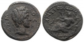 Caria, Antioch ad Maeandrum. Pseudo-autonomous issue, late 2nd-early 3rd centuries. Æ (23mm, 6.27g, 12h). Laureate head of Demos r. R/ River-god Maean...