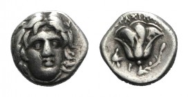 Islands of Caria, Rhodos. Rhodes, c. 265-250 BC. AR Drachm (13mm, 3.20g, 12h). Herasikles, magistrate. Radiate head of Helios facing slightly r. R/ Ro...