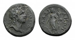 Lydia, Daldis. Pseudo-autonomous, tiime of the Severans (193-235). Æ (22.5mm, 8.21g, 7h). Laureate bust of Demos r. with slight drapery. R/ Tyche stan...