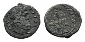 Lydia, Saitta. Pseudo-autonomous issue, time of Marcus Aurelius (161-180). Æ (24mm, 7.87g, 6h). Okt. Artemidoros Philad-, archon. Bust of Zeus Patrios...