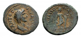 Lydia, Sala. Pseudo-autonomous issue, time of Trajan (98-117). Æ (26mm, 7.34g, 6h). Draped bus of Senate r. R/ Dionysos standing cross-legged r., hold...