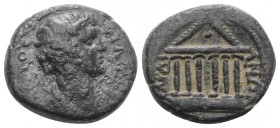 Lydia, Sardeis. Pseudo-autonomous issue, AD 70-3. Æ (17mm, 4.86g, 6h). Draped bust of Senate r. R/ Hexastyle temple; globe in pediment. RPC II 1310; B...