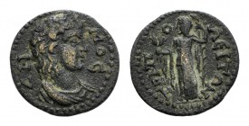 Lydia, Tripolis. Pseudo-autonomous, 3rd century AD. Æ (23mm, 5.74g, 6h). Draped bust r. R/ Demeter standing l., holding long torch and ears of corn. R...