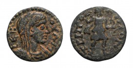 Lydia, Tripolis. Pseudo-autonomous, time of Trajan Decius (249-251) ? Æ (18mm, 2.74g, 6h). Laureate, veiled and draped bust r. R/ Artemis standing r.,...