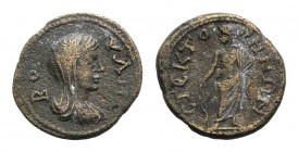 Phrygia, Stektorion. Pseudo-autonomous issue, c. 2nd-3rd century AD. Æ (19mm, 4.07g, 6h). BOVΛH, Veiled and draped bust of Boule r. R/ CTEKTOPHNΩN, As...