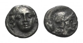 Pisidia, Selge, c. 350-300 BC. AR Obol (8mm, 0.92g, 2h). Facing gorgoneion. R/ Helmeted head of Athena r.; astralagos behind. SNG BnF 1934. Toned, VF ...