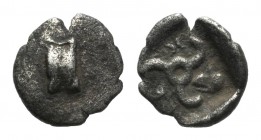 Dynasts of Lycia, Mithrapata (c. 390-370 BC). AR Obol (9mm, 0.51g). Astragalos. R/ Triskeles with helmet; all within incuse square. Unpublished in the...