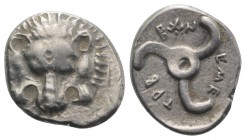 Dynasts of Lycia, Trbbenimi (c. 380-370 BC). AR Tetrobol (15mm, 2.66g). Facing lion's scalp. R/ Triskeles. SNG von Aulock 4215. VF - Good VF
