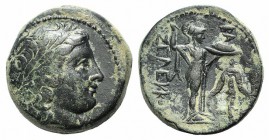 Seleukid Kingdom, Seleukos I (312-281 BC). Æ (20mm, 7.58g, 12h). Antioch, c. 300-281. Laureate head of Apollo r. R/ Athena Promachos r.; Seleukid anch...