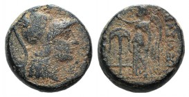 Seleukid Kings, Seleukos II (246-225 BC). Æ (17mm, 8.10g, 12h). Antioch on the Orontes. Helmeted head of Athena r. R/ Nike advancing l., holding wreat...