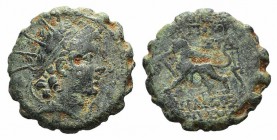 Seleukid Kings, Antiochos VI (144-142 BC). Serrate Æ (16mm, 3.44g, 1h). Antioch on the Orontes, c. 143-2 BC. Radiate and diademed head of Antiochos VI...