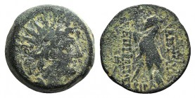 Seleukid Kings, Antiochos VIII (121/0-97/6 BC). Æ (18mm, 6.30g, 1h). Antioch, year 192 (121/0). Radiate head r. R/ Eagle standing l., with sceptre ove...