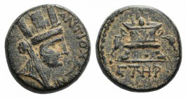 Seleukis and Pieria, Antioch, Civic coinage. Æ Trichalkon (18mm, 6.46g, 1h). Dated Year 108 of the Caesarean Era (AD 59/60). Turreted, draped and veil...