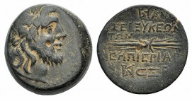 Seleukis and Pieria, Seleukeia Pieria, 2nd-1st century BC. Æ (19mm, 8.03g, 3h), dated 147/6 BC. Laureate head of Zeus r. R/ Winged thunderbolt; monogr...