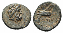 Phoenicia, Arados, c. 137-51 BC. Æ (15.5mm, 2.97g, 1h). Laureate head of Zeus r. R/ Prow l. SNG Copenhagen 36-44; HGC 10, 88. Brown patina, Near EF