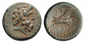 Phoenicia, Arados, c. 137-51 BC. Æ (16mm, 4.31g, 1h). Laureate head of Zeus r. R/ Prow l. SNG Copenhagen 36-44; HGC 10, 88. Brown patina, Good VF