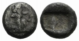 Achaemenid Kings of Persia, c. 505-485 BC. AR Sixth Siglos (7mm, 0.70g). Persian king or hero in kneeling-running stance r., holding spear and bow. R/...