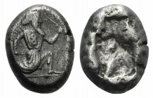 Achaemenid Kings of Persia, c. 420-350 BC. AR Siglos (15mm, 5.23g). Persian king or hero r., in kneeling-running stance, holding bow and dagger, quive...