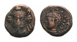 Kings of Elymais, Orodes IV (c. AD 150-200). Æ Drachm (13mm, 2.76g, 1h). Facing bearded bust. R/ Female bust l.; anchor behind. Van’t Haaff Type 17.2....