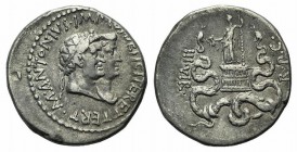 Mark Antony and Octavia, summer-autumn 39 BC. Ionia, Ephesus. AR Cistophorus (27mm, 11.88g, 1h). Conjoined heads right of Mark Antony, wreathed, and O...